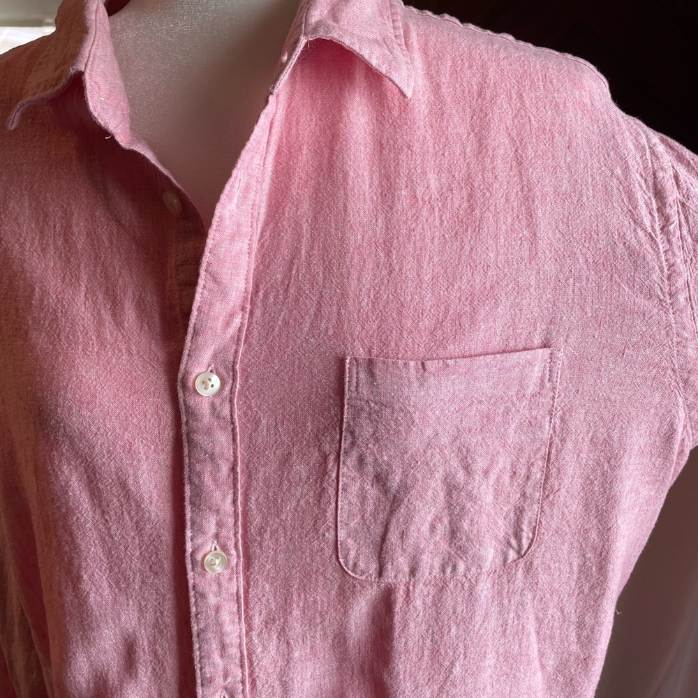 Van Huesen Men’s Sz L, Linen blend, button down long sleeve